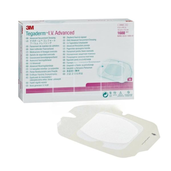 Tegaderm I.V. Advanced Securement Dressing, 4" x 4.75" (10 cm x 12 cm)