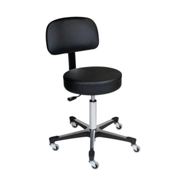 Pneumatic Exam Stool, Aluminum Base With Backrest