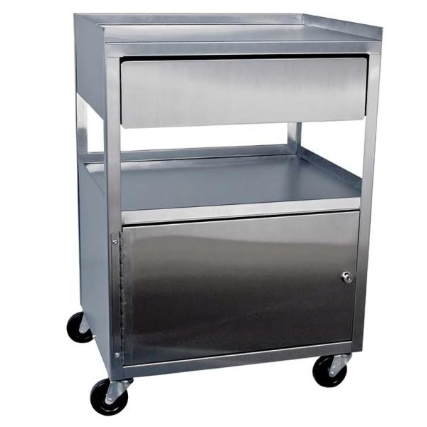 Three Shelf Stainless Steel Cart with Drawer Cabinet