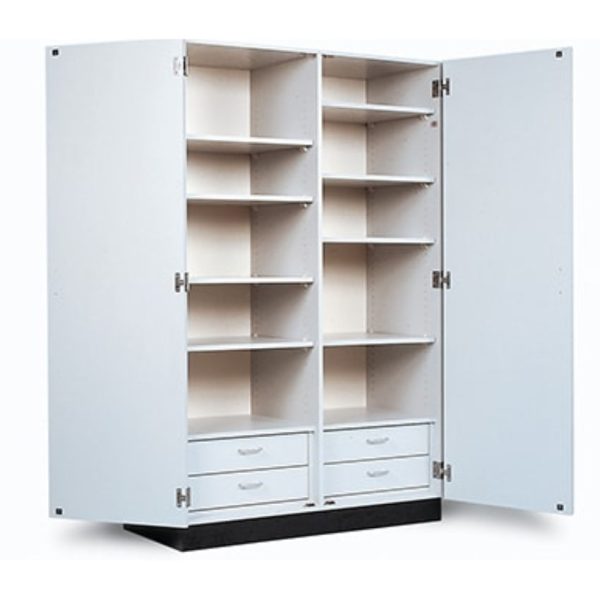 Double Door Storage Cabinet with Adjustable Shelves and Storage Drawers