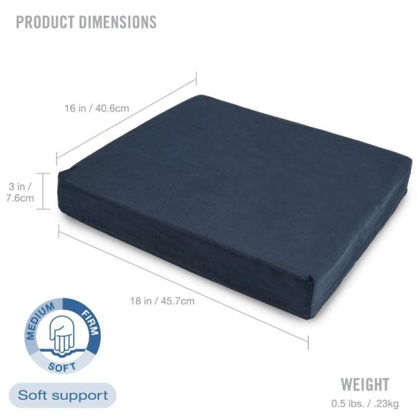 DMI Standard Polyfoam Wheelchair Cushion, Navy, 16" x 18" x 3" - Image 2