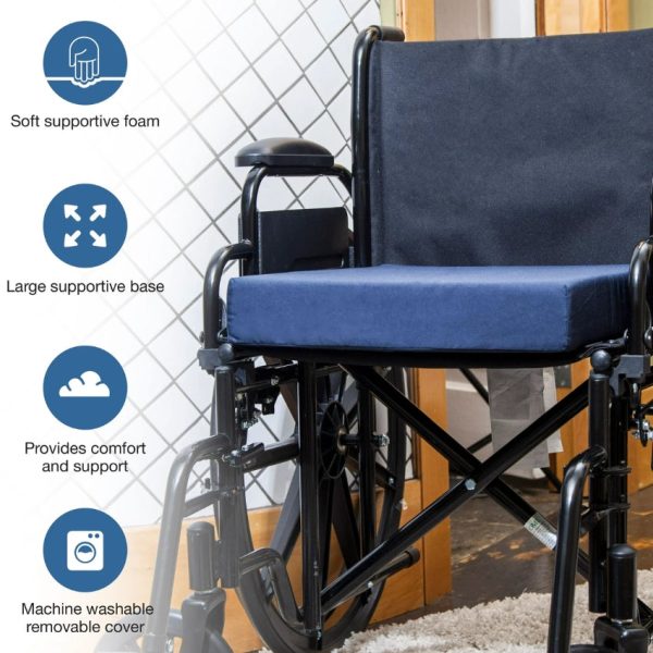 DMI Standard Polyfoam Wheelchair Cushion, Navy, 16" x 18" x 3" - Image 3