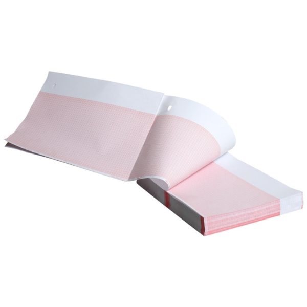 Red Grid Thermal Paper with Wide Z-Fold Hole Queue