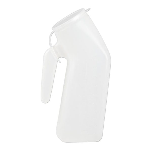 Male Urinal with Hanging Lid, Translucent, 1 qt