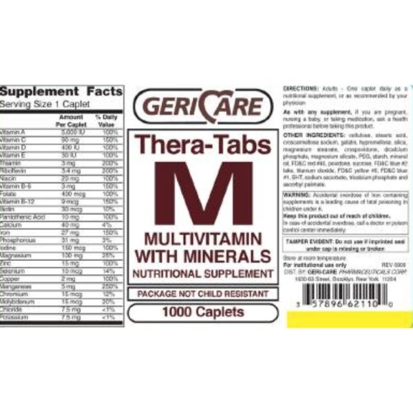 Geri-Care Multivitamin with Minerals Supplement, Bottle - Image 2