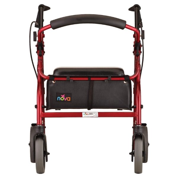 Zoom Rollator Walker with Seat Height, Red, 20" - Image 2