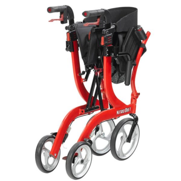 Nitro Duet Rollator and Transport Wheelchair - Red - Image 4