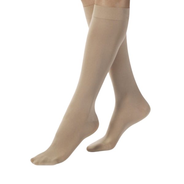 Opaque Knee High Closed Toe Stockings 30-40 mmHG, Closed Toe, Natural