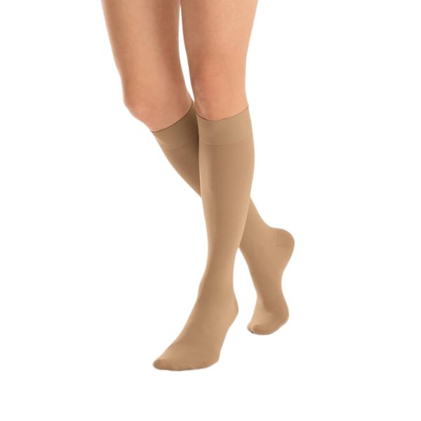 Opaque Knee High Closed Toe Stockings 30-40 mmHG, Closed Toe, Natural, Full Calf