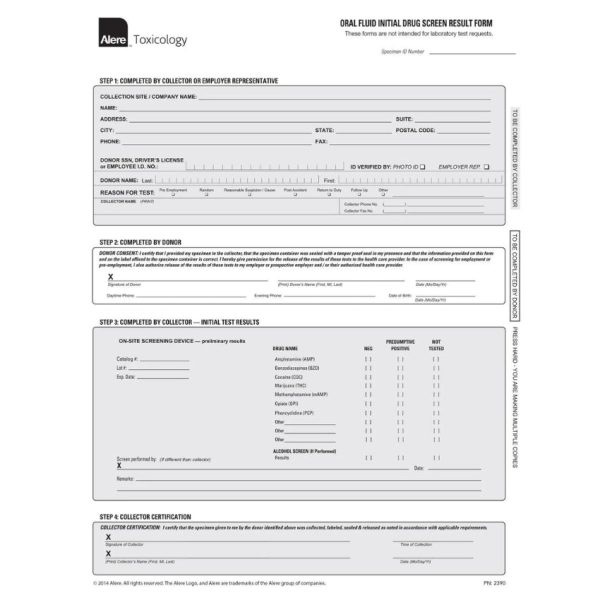 Toxicology Preliminary Results Forms & Photocopy Templates