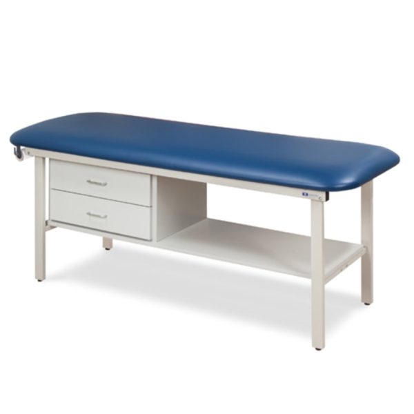 Flat Top, Alpha Series, Straight Line Treatment Table/Shelf and Two Drawers