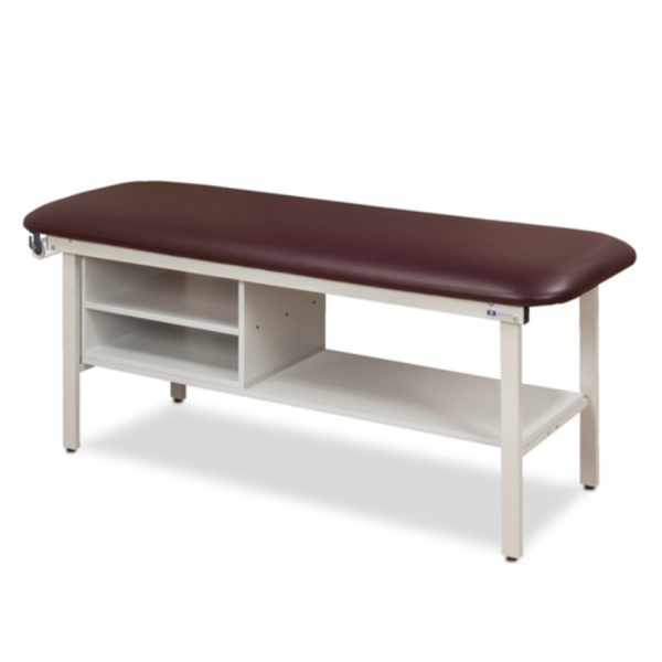 Flat Top, Alpha Series, Straight Line Treatment Table with Shelving, 27in